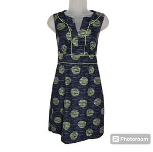 Banana Republic 4P Petite Navy Green Geometric Sheath Dress Office Workwear EUC
